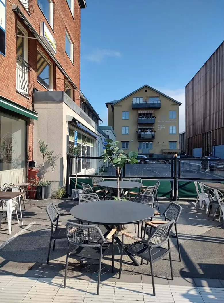 Del av kvarteret Orion, granne med Sara kulturhus som syns till höger.