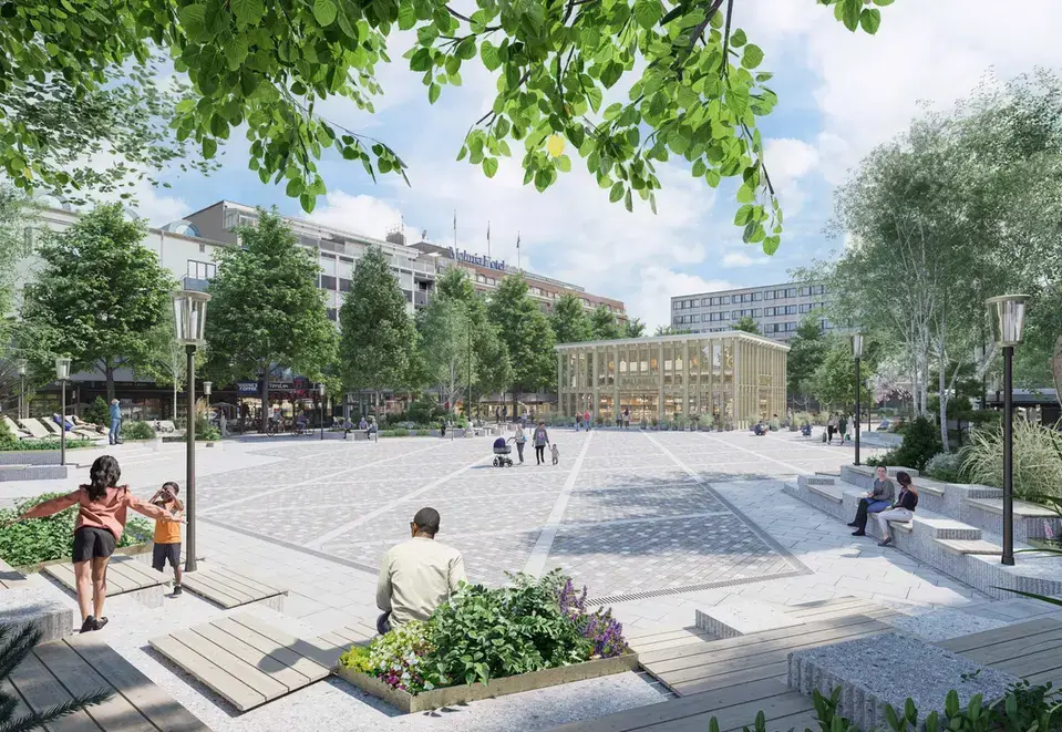Andra pris i tävlingen för Guldtorget, "Naturligt urban".