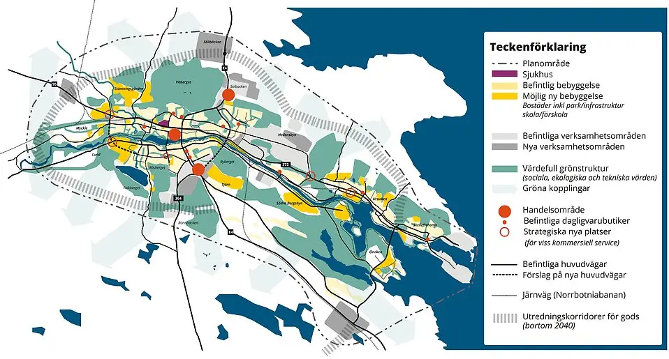 Planförslag hämtat från förslaget på ny fördjupad översiktsplan för Skelleftedalen 2040.